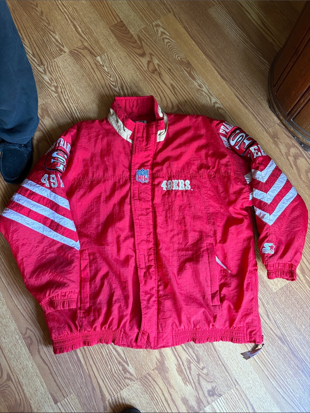 NFL San Francisco 49ers Red and White Mens Puffer Jacket